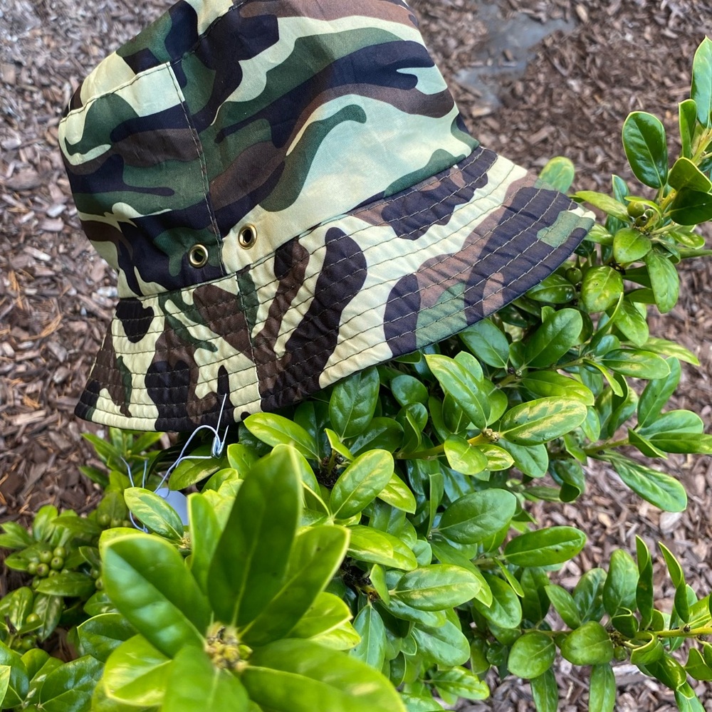 Y2K Camo Camouflage Bucket Hat Green Brown Summer